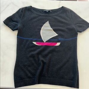 Gucci Black and Pink Short Sleeve Tee with Sailboat Design